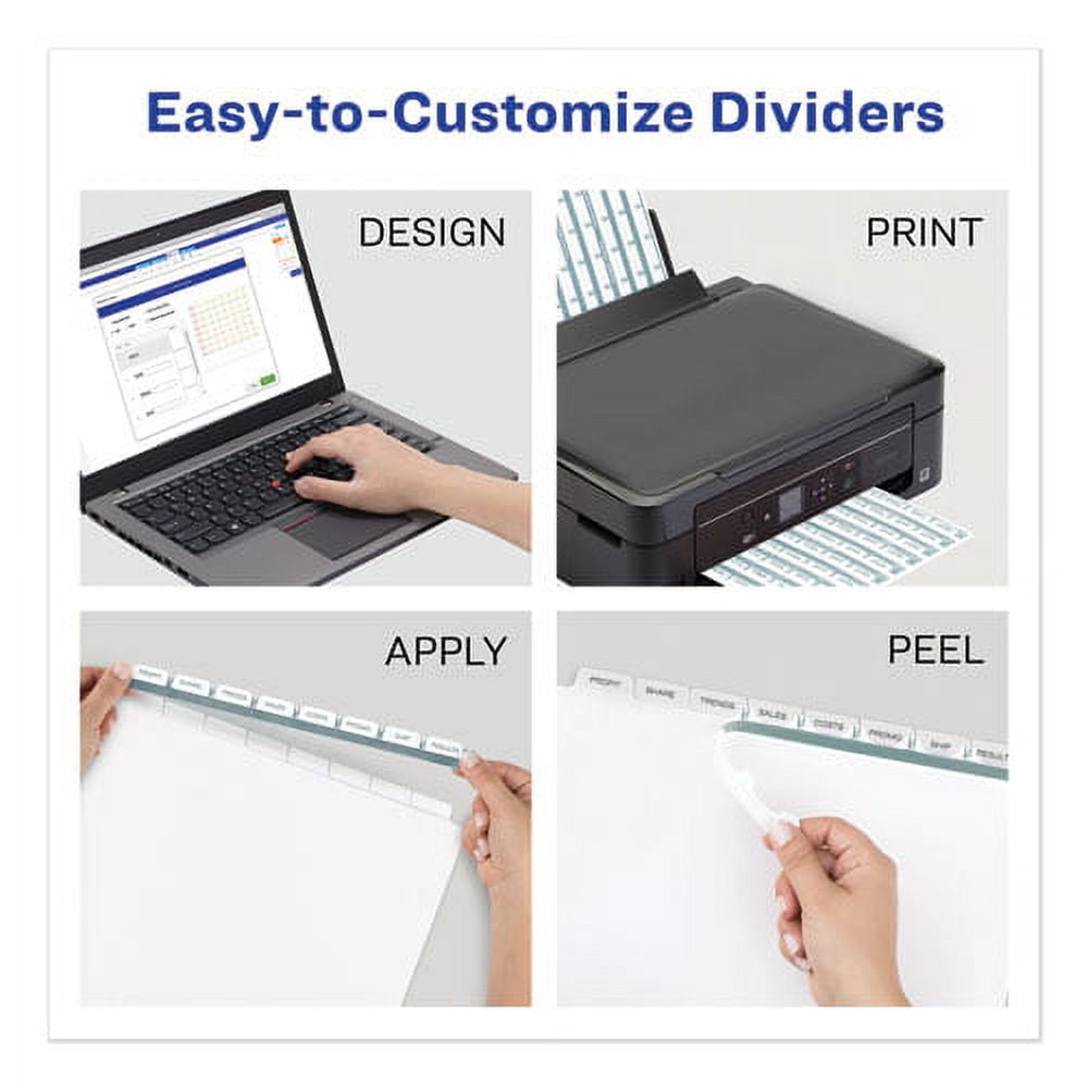 Print And Apply Index Maker Clear Label Dividers, 12 White Tabs, Letter | Bundle of 2 Sets