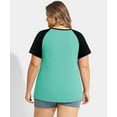 thumbnail image 2 of CASSIE LIZ Plus Size Shirts 5X Summer Womens Tops Green Crew Neck Fashion Short Sleeve Tee Loose Fit Tunics Spring Blouses Casual Pullover 5XL 26W 28W, 2 of 5
