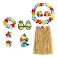 thumbnail image 3 of Conjunto de disfraz de de Luau elástico con collar de de hawaiano 2 juegos Yuyangstore falda hawaiana, 3 of 7