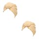 thumbnail image 3 of Sonducket Knot Turban Hijab Beanie Color sólido Moda Headwrap Stretch Headscarf Twisted Bonnet Caps Wedding Banquet Beige Beige 2Conjunto, 3 of 6