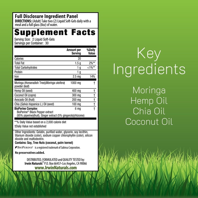 Irwin Naturals Mighty Moringa – 60 Liquid Soft-Gels – Whole-Plant