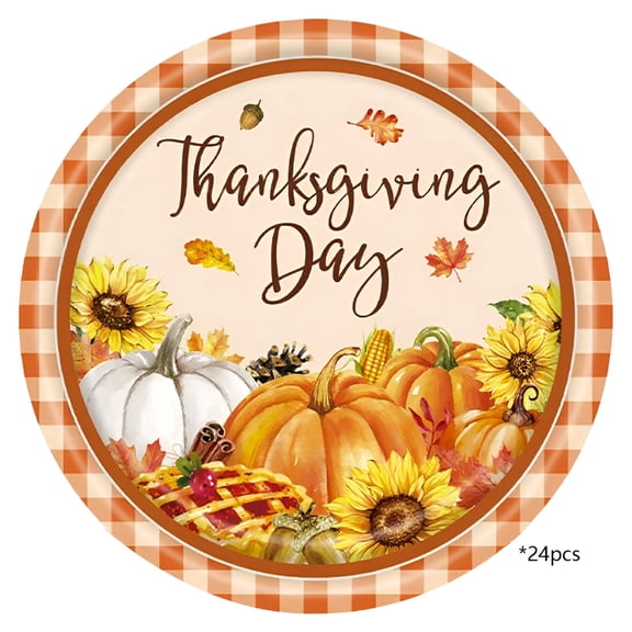 CCOCC 2026 New Fall Party Plates-24Pcs Disposable Thanksgiving Dinner Plates with Pumpkin Maple Leaf Design,Elegant Fall-Themed Paper Plates for Party Decor,Holiday Tableware Holiday Paper Plates