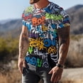 thumbnail image 5 of Playeras Hombre Cuello V Camiseta Con Estampado De Manga Corta Hipster Hop Para Hombre, 5 of 5