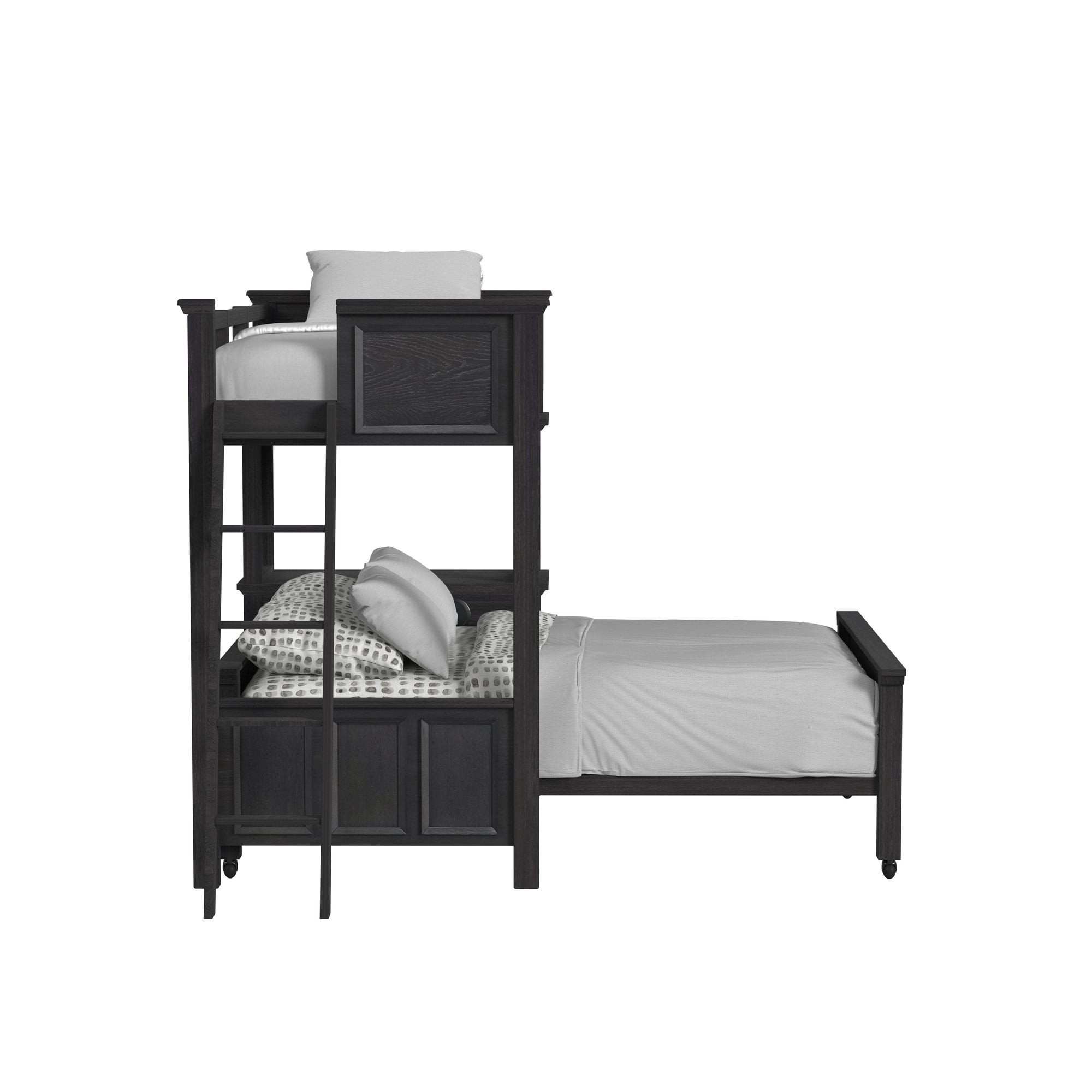 Brooklyn Kids Twin Over Full Loft with Ladder and Desk with Speaker in Charcoal