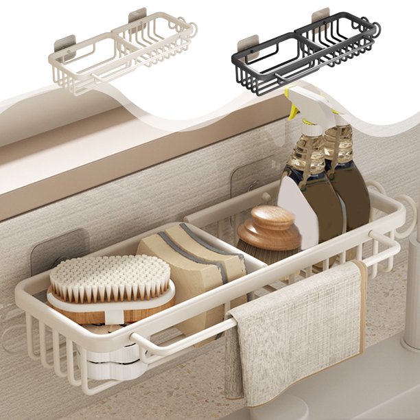 ¡Descuentos Especiales!, Estante de almacenamiento de trapos de cocina que no necesita perforarse, estante de especias para el hogar con ventosa multifuncional montado en la pared para fregadero
