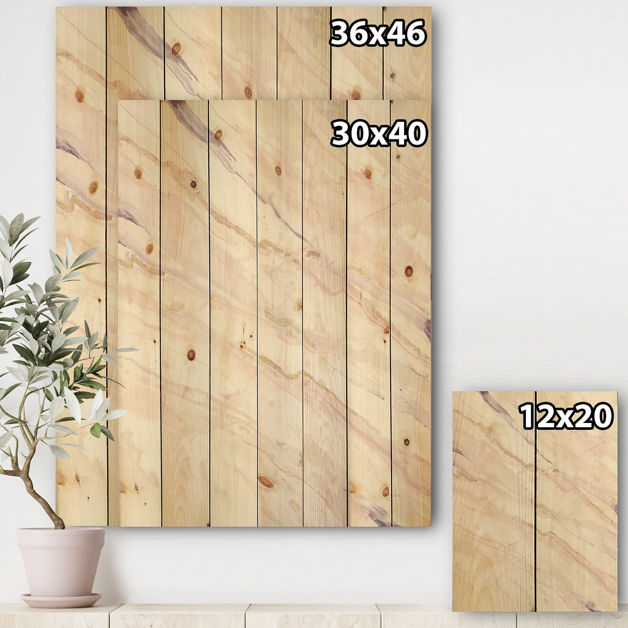 Designart 'Geometric Copper Dreams' Modern Farmhouse Print on Natural Pine Wood