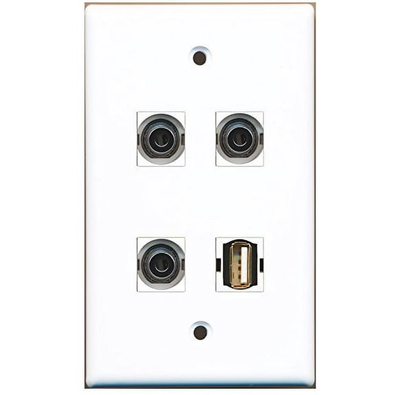 RiteAV - 1 Port USB A-A 3 Port 3.5mm Wall Plate