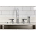 thumbnail image 3 of Kingston Brass KS8721KNLBS Convergent Double-Handle 4-Hole Widespread Kitchen Faucet with Knurled Handle 4-Hole and Brass Sprayer in Polished Chrome, 3 of 8