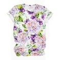 thumbnail image 5 of Womens Tops Short Sleeve Summer Fashion Floral Printed Regular Loose Fit Round Neck Casual Shirts Purple M, 5 of 5
