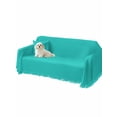thumbnail image 2 of Turquoise Couch Cover, Modern Pure Turquoise Oversized Sofa Cover Blanket for 3 Cushion Couch, Sectional Sofa Slipcover Furniture Protector for Living Room Bedroom 71''x150'', 2 of 9
