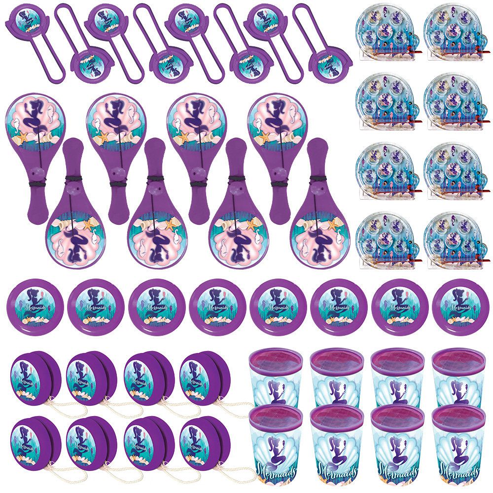 Mermaid Party Favor Pack Necklaces Bracelets Temporary Tattoos Birthday Button