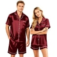 thumbnail image 2 of Garbnen Silk Matching Pajama Set for Couples 2 Piece Short Sleeve Button Down Sleepwear Pjs Shorts Set Comfy 2 Piece Loungewear Sets Woman XXXL, 2 of 8