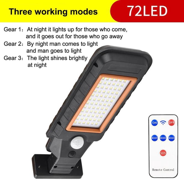 Luces Sensor de Movimiento Solar Inalámbrico perfecl para Exteriores 180 degree IP65 72 LED