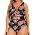 thumbnail image 4 of PIERRE NOIR Women's Plus Size One Piece Swimsuits Ruched V Neck Tummy Control Bathing Suits, 4 of 9