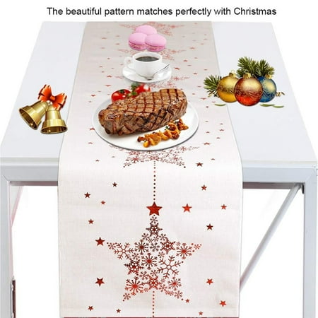 

Alueeu Table Christmas Table Runner Pattern Runner Christmas Decorations Kitchen，Dining & Bar Family Party Table Decoration Placemats Table Mat Snowflakes Dining Flags 270 x 28cm