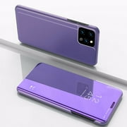 EGNMCR Smart Leather Flip Clear View Mirror Case Cover For 12/12 Pro 6.1in phone ca-se