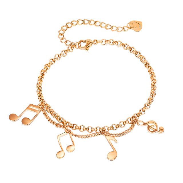 Pulsera de nota para mujer Encanto Tobillera ajustable en capas Adolescentes Niñas Joyería de tobillera de acero de titanio Feliz Sencillez