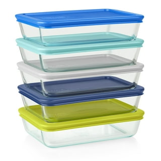 Pyrex Simply Store 6-Piece Rectangle Glass Storage Set with Blue Lids  6004023 - The Home Depot