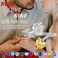 thumbnail image 4 of Beautlace Rose Heart Birthstone Ring,925 Sterling Silver Adjustable Open Heart Rings Jewelry Gifts for Women Mom -December, 4 of 14