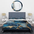thumbnail image 3 of Designart "Abstract Marble Mosaic in Gold and Sapphire Blue VI" Abstract Bedding Covert Set - Abstract Gold Modern Bed Set With 2 Shams, 3 of 5