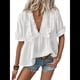thumbnail image 2 of Blusa Holgada de Verano para Mujer, de Corta, Estilo Babydoll, con Cuello en V y Volantes de Lunares L, 2 of 7