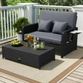 thumbnail image 4 of Costway 2 PCS PE Wicker Outdoor Daybed with 4-Level Adjustable Backrest, Storage Ottoman Gray + Black, 4 of 10