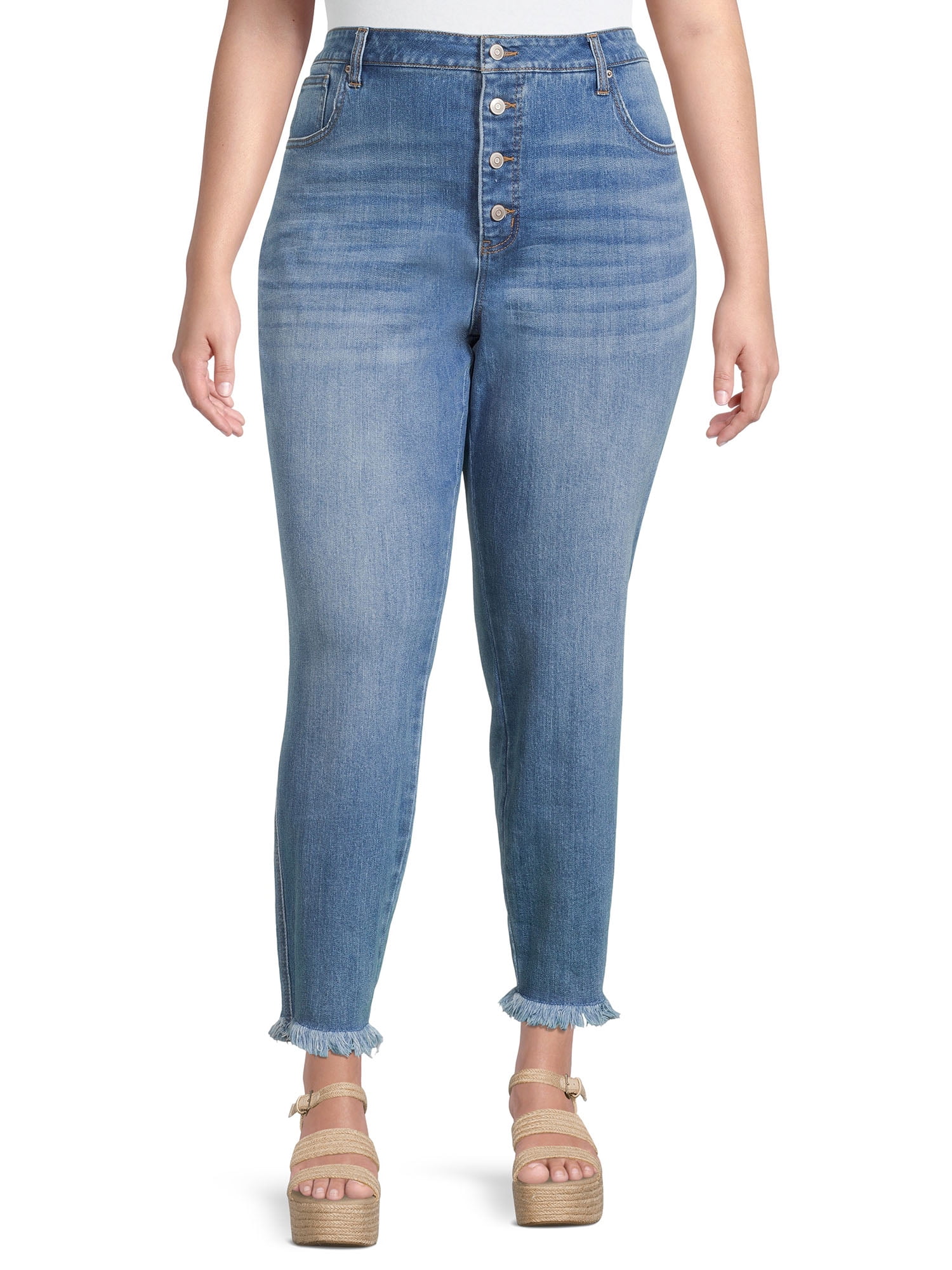 Exposed Button Skinny Jeans 