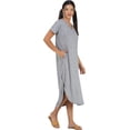 thumbnail image 4 of Stylore Women's Nightshirt Short Sleeve Nightgown V-Neck Sleepwear Grey M, 4 of 6