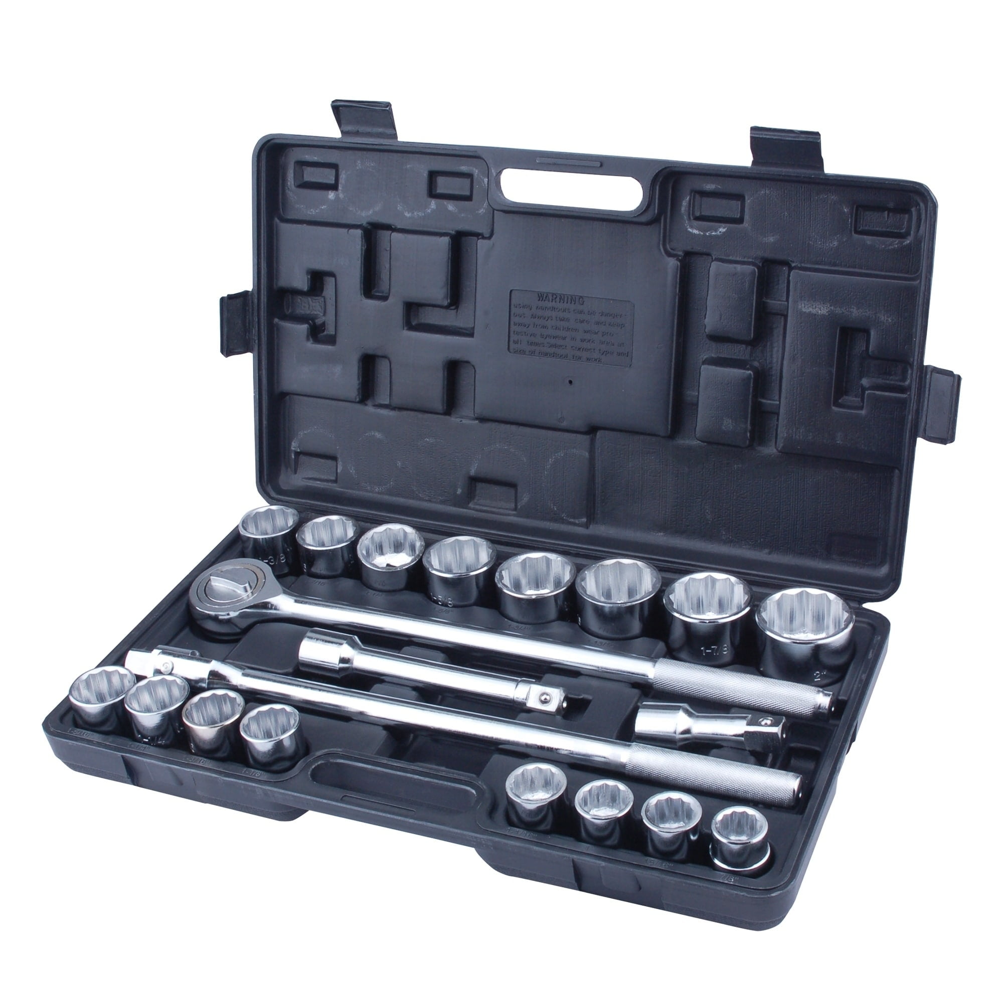 Jumbo SAE standard 7/8"-2" Socket Set w Case Details about   Steel Core 21pc 3/4in Drive H.D 