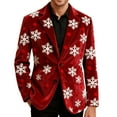 thumbnail image 5 of oelaio Men's Christmas Party Blazer Ugly Xmas Novelty Print Tuxedo Suit Jacket Two Button Lapel Jacket Red XL, 5 of 8