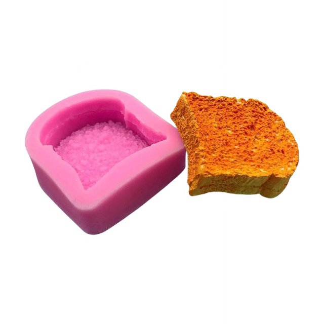 Molde de jabón para pan tostado, molde de vela tostada de simulación, moldes de resina para decoración de pasteles en forma de tostada pequeña, pan rebanado, fondant de chocolate, herramientas para h