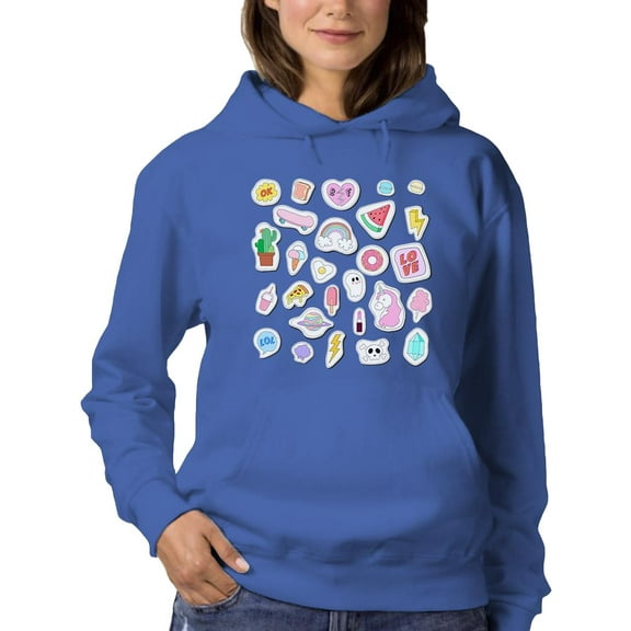 Cluttered Teen Stickers Hoodie Women -Image by Shutterstock, Female XX-Large