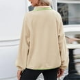 thumbnail image 6 of BiZtdJrK Polar Fleece Sweatshirts for Women Casual Button V Neck Pullover Fashion Colorblock Long Sleeve Tops Fall Winter Clothes Cyber and Monday Sales Khaki XL, 6 of 8