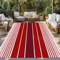 thumbnail image 2 of Red Striped Outdoor Rug 3x5 Ft - Reversible Patio Rug Outdoor Camping Rugs, Modern Minimalist Gradient Lines Country Washable Indoor Outdoor Area Rugs, Non-Slip Outdoor Carpet Runner for Deck/Porch, 2 of 8