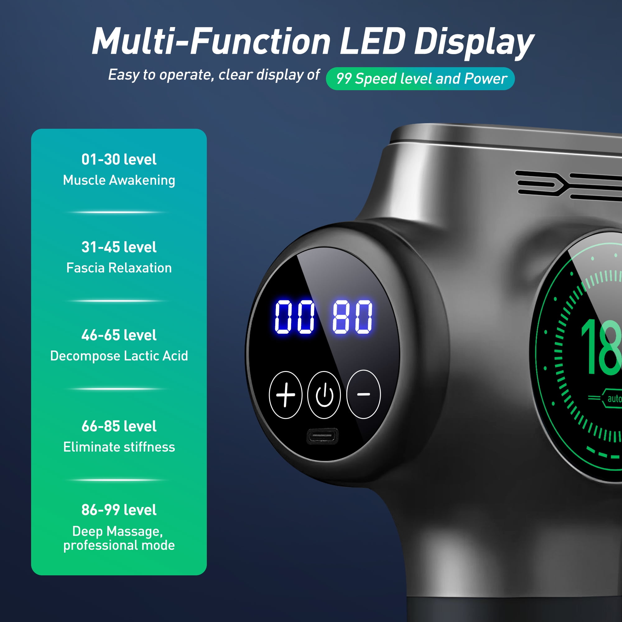 Cshidworld 99 Speed Massage Gun, Upgrade Deep Tissue Muscle Massage with 10 Massage Heads & Silent Brush Motor, Percussion Pain Relief Guns for Athletes, Treatment, Relax