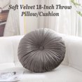 thumbnail image 3 of 18-Inch Round Velvet Throw Pillow for Home Decorative Couch (Grey), 3 of 6