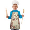 thumbnail image 2 of Pioneer Flower Floral Print Pattern Kids Aprons for Girls and Boys,Adjustable Neck Strap Toddler Aprons for Kids Cooking Baking, 2 of 7