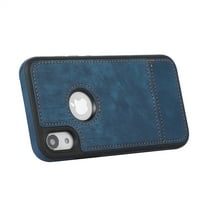 Allytech Slim Back Cover for Apple iPhone X/ iPhone XS, Vintage PU Leather Anti-Sctratch Bumper Shockproof Protective Phone Case for iPhone X/ iPhone XS - Blue