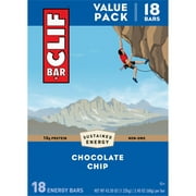 CLIF BAR - Chocolate Chip - Made with Organic Oats - 10g Protein - Non-GMO - Plant Based - Energy Bars - 2.4 oz. (18 Pack)