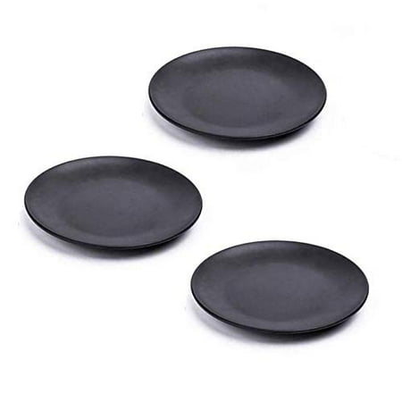 

MBB Set of 3 Black 6 Inch Melamine Ware Dinner Plates Dishes Dinnerware Shatter-proof