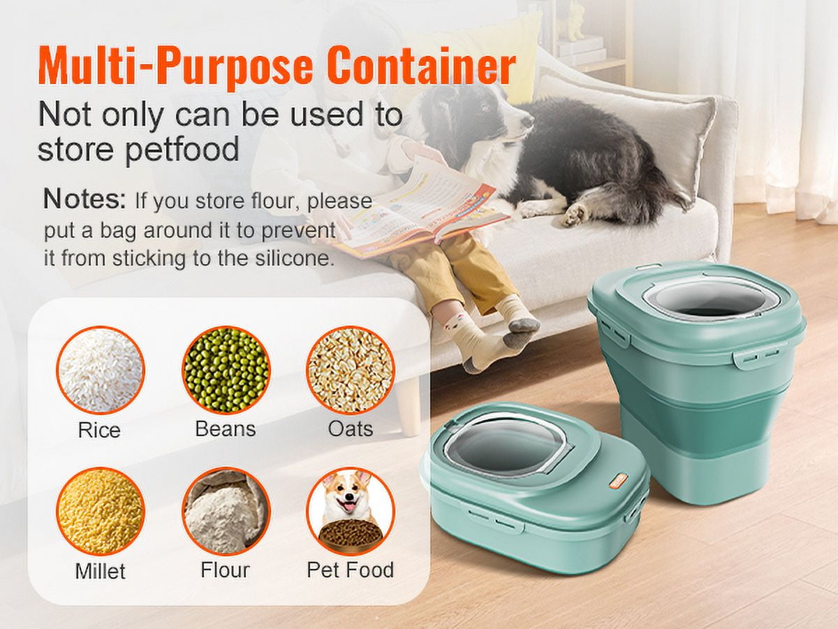 BENTISM Collapsible Dog Food Storage Container 25 lbs Pet Food Storage with Attachable Casters Airtight Lid Kitchen Rice Cereal Flour Bin Pet food Containers Walmart