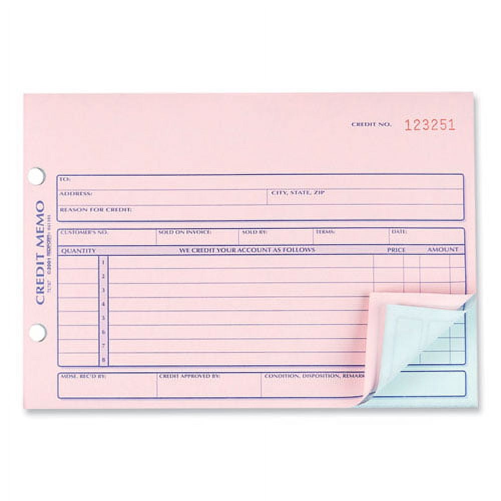 Credit Memo Book, Three-Part Carbonless, 5.5 X 7.88, 1/page, 50 Forms | Bundle of 2 Each