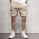 thumbnail image 2 of Pantalones cortos bermudas para hombre con cordón de ajuste Pantalones cortos cargo para hombre color caqui cintura elástica sólida verano Y2k algodón nuevo en ropa de calle ancho, 2 of 5