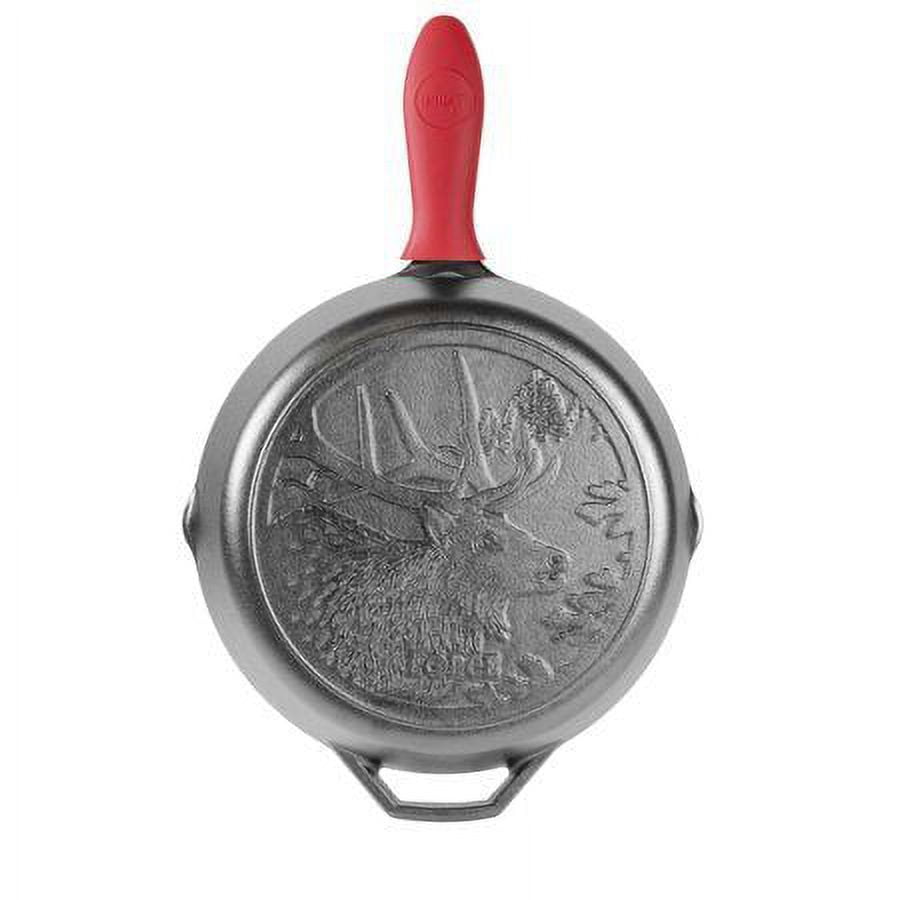 Lodge Cast Iron Skillet with Red Silicone Hot Handle Holder, 10.25-inch &  10-1/4-Inch Cast-Iron Lid