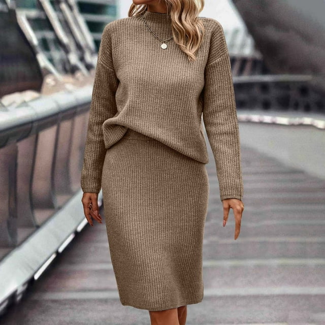 EQWLJWE Chandails à Col Roulé 2023 pour Femmes, Décontractés, à Manches Longues, Robe Chandail Tricotée d'Hiver