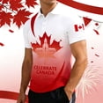 thumbnail image 2 of XIAOCHA Men's Canada Maple Leaf Gradient Graphic Polo Shirt Short Sleeve Stand Collar Pullover Top Breathable Sporty Patriotic Polos, 2 of 5