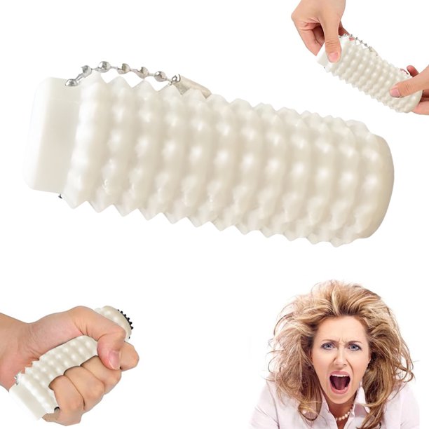 Keychain Spiky Grippie Stim Calmante para Alivio Del Estrés () Blanco