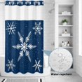 thumbnail image 4 of No Hook Shower Curtain with Built-in Rings - White Christmas Snowflakes Washable Waterproof Fabric Bathroom Curtains for Hotel,Rentals, Stall 36 X 78 Inch , Winter Holidays Navy Blue, 4 of 9
