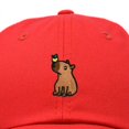thumbnail image 2 of Dalix Capybara Cap Embroidered Dad Baseball Hat Cotton Adjustable Womens in Red, 2 of 5
