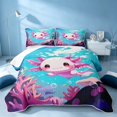 thumbnail image 2 of Erosebridal Cute Axolotl Twin Quilt Set, Sea Wildlife Twin Coverlet Set, Pink Reversible 2 Pieces, 1 Bedspread and 1 Pillowcase, 2 of 7
